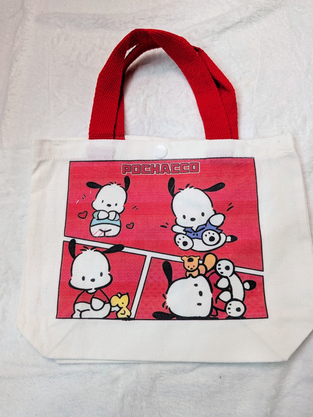 Sanrio Pochacco Canvas Tote With Button Snap Closure